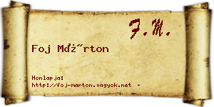 Foj Márton névjegykártya